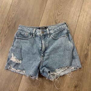 Hollister Women's Light Blue Distressed Jean Shorts